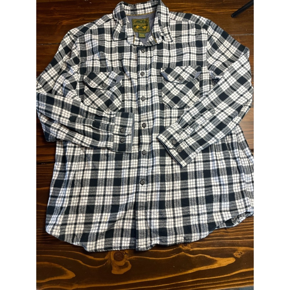 Anchorage Shirt, Men's Size XXL, Black, White, Plaid, Flannel, Button Up